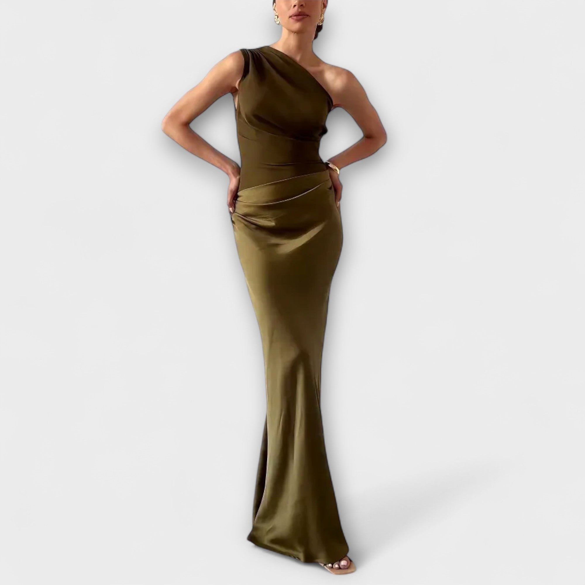 Maison Lumière™ | Robe Maxi Plissée Élégante à Une Épaule