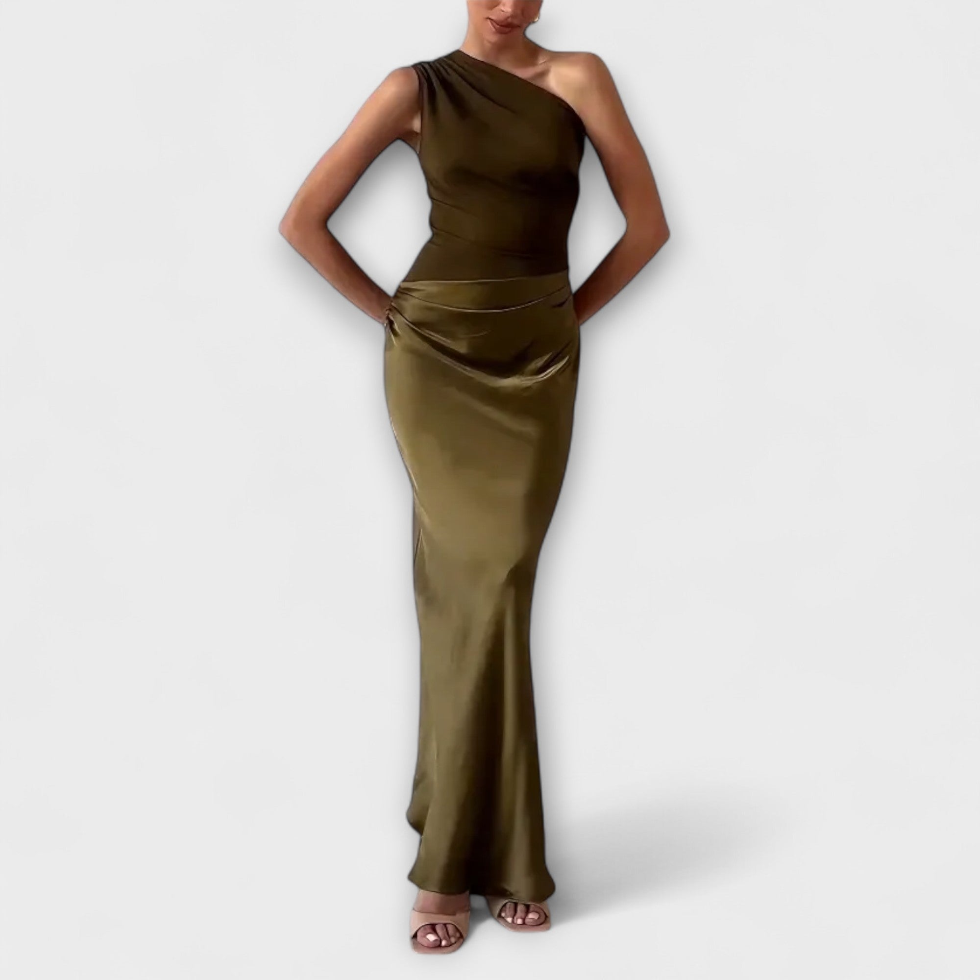 Maison Lumière™ | Robe Maxi Plissée Élégante à Une Épaule