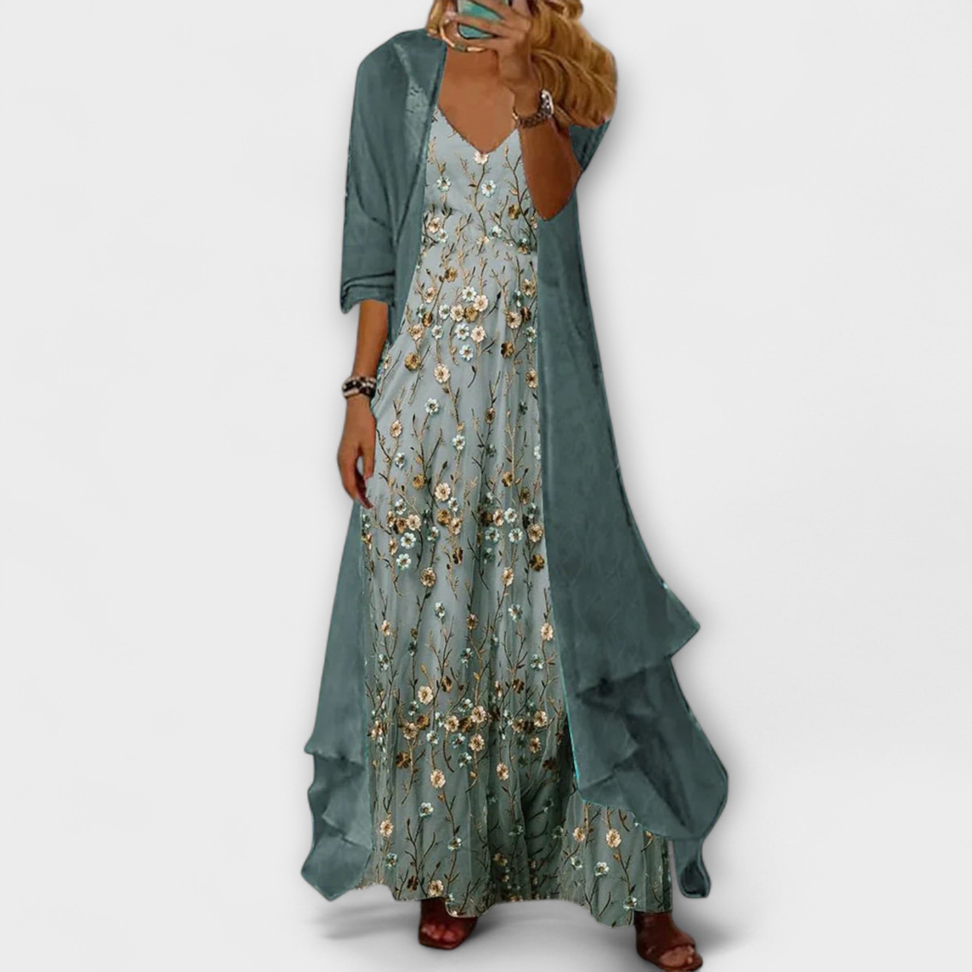 Maison Lumière™ | Robe maxi avec veste (ensemble de 2 pièces)