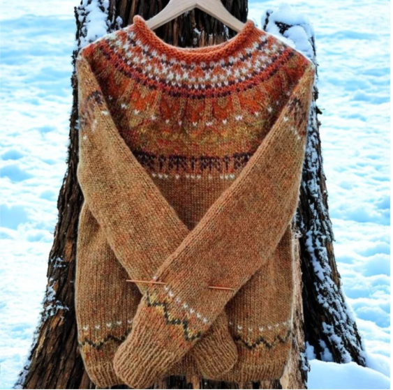 Maison Lumière™ | Pull Vintage en Jacquard avec Col Rond