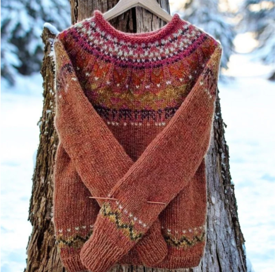 Maison Lumière™ | Pull Vintage en Jacquard avec Col Rond