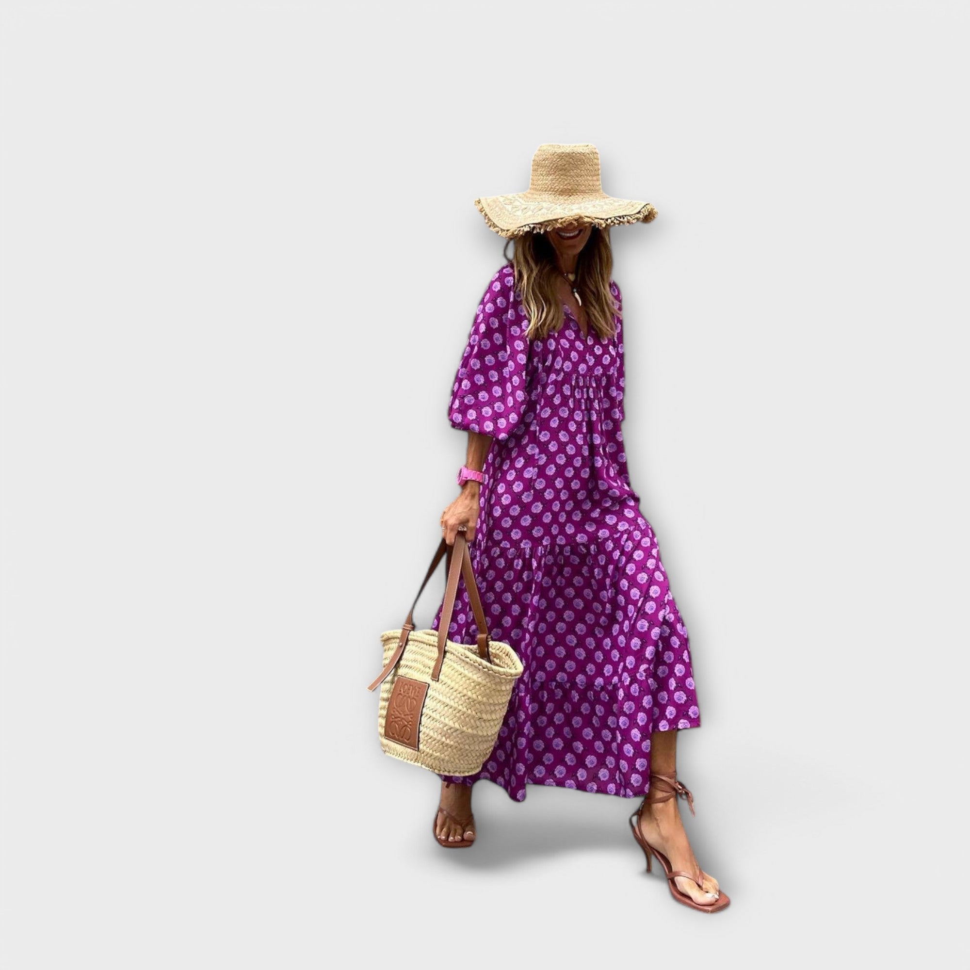 Maison Lumière™ | Robe Maxi Géométrique Élégante