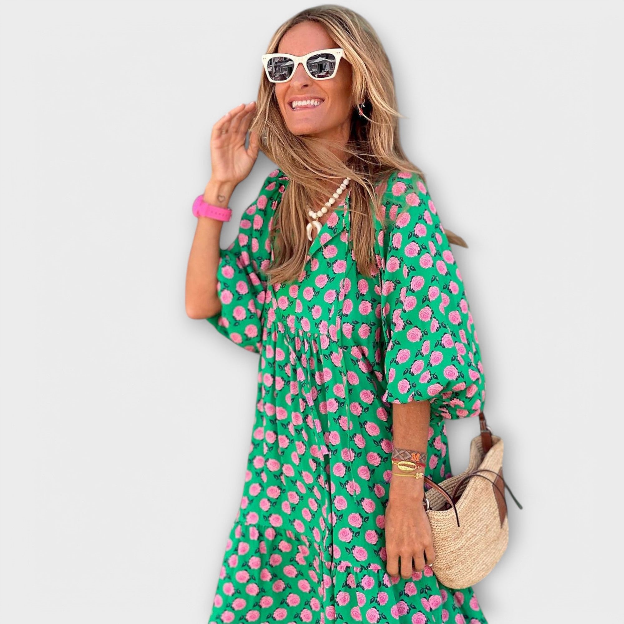 Maison Lumière™ | Robe Maxi Géométrique Élégante