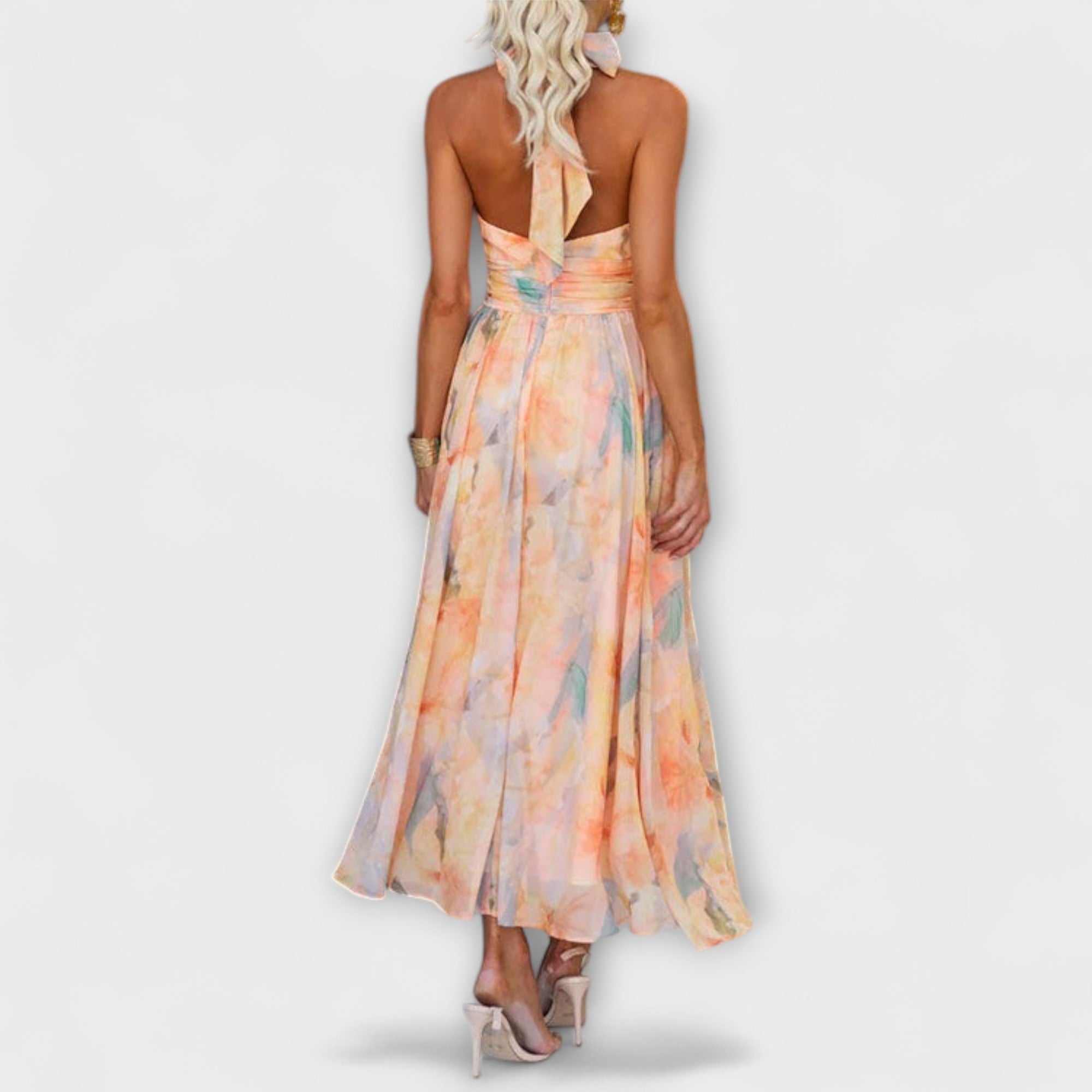 Maison Lumière™ | Robe Maxi Imprimé Aquarelle Dos Nu