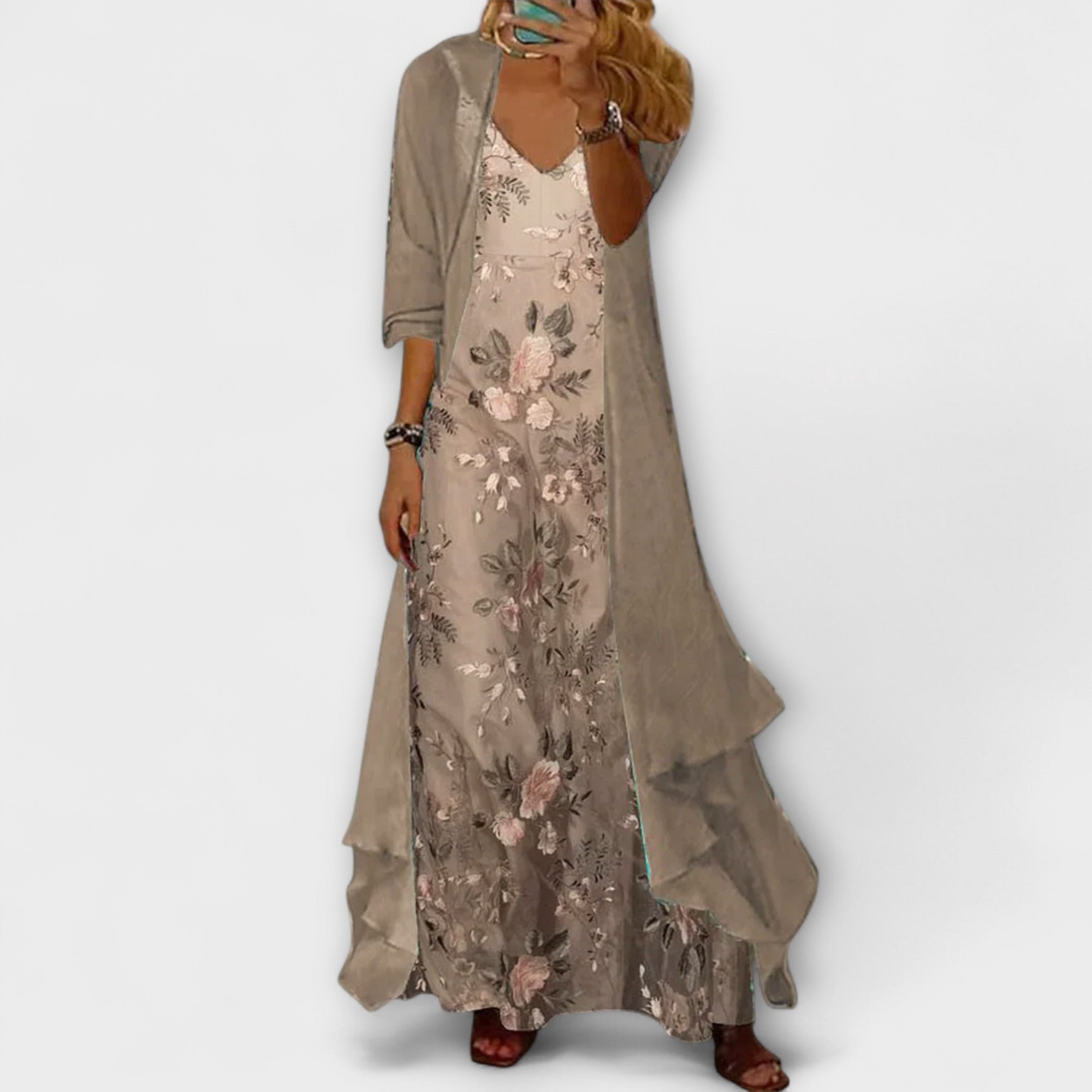 Maison Lumière™ | Robe maxi avec veste (ensemble de 2 pièces)