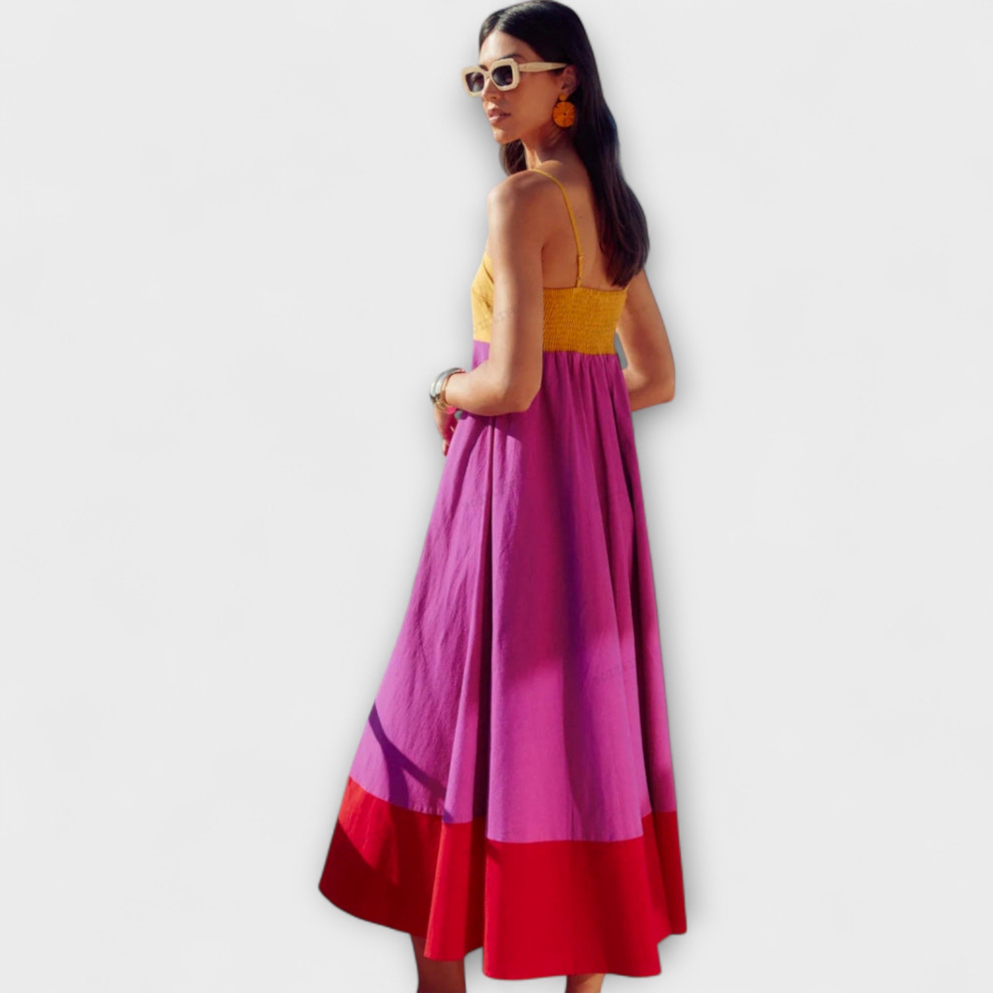 Maison Lumière™ | Robe à bretelles spaghetti en color block