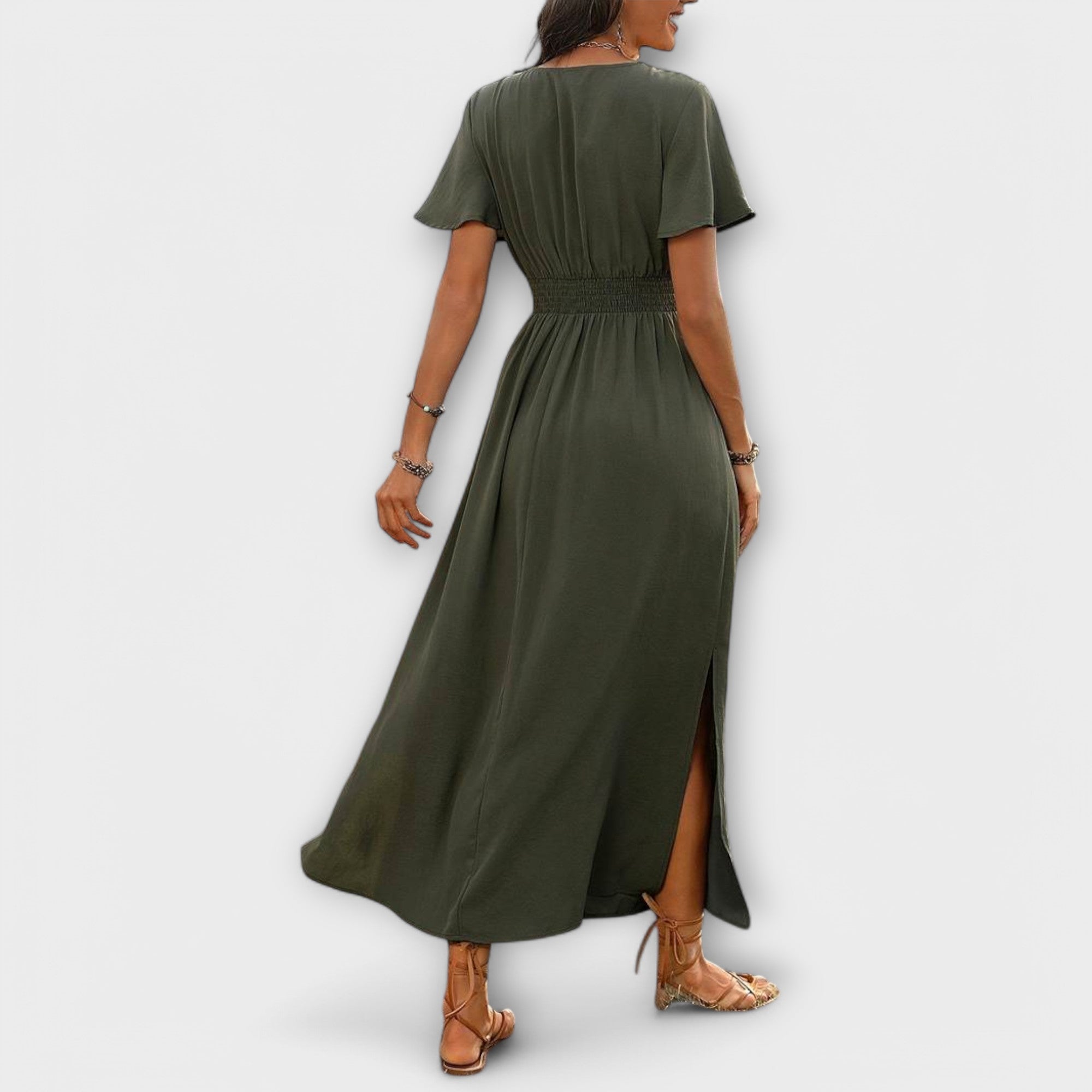 Maison Lumière™ | Robe Boho Élégante avec Décolleté en V et Manches Longues