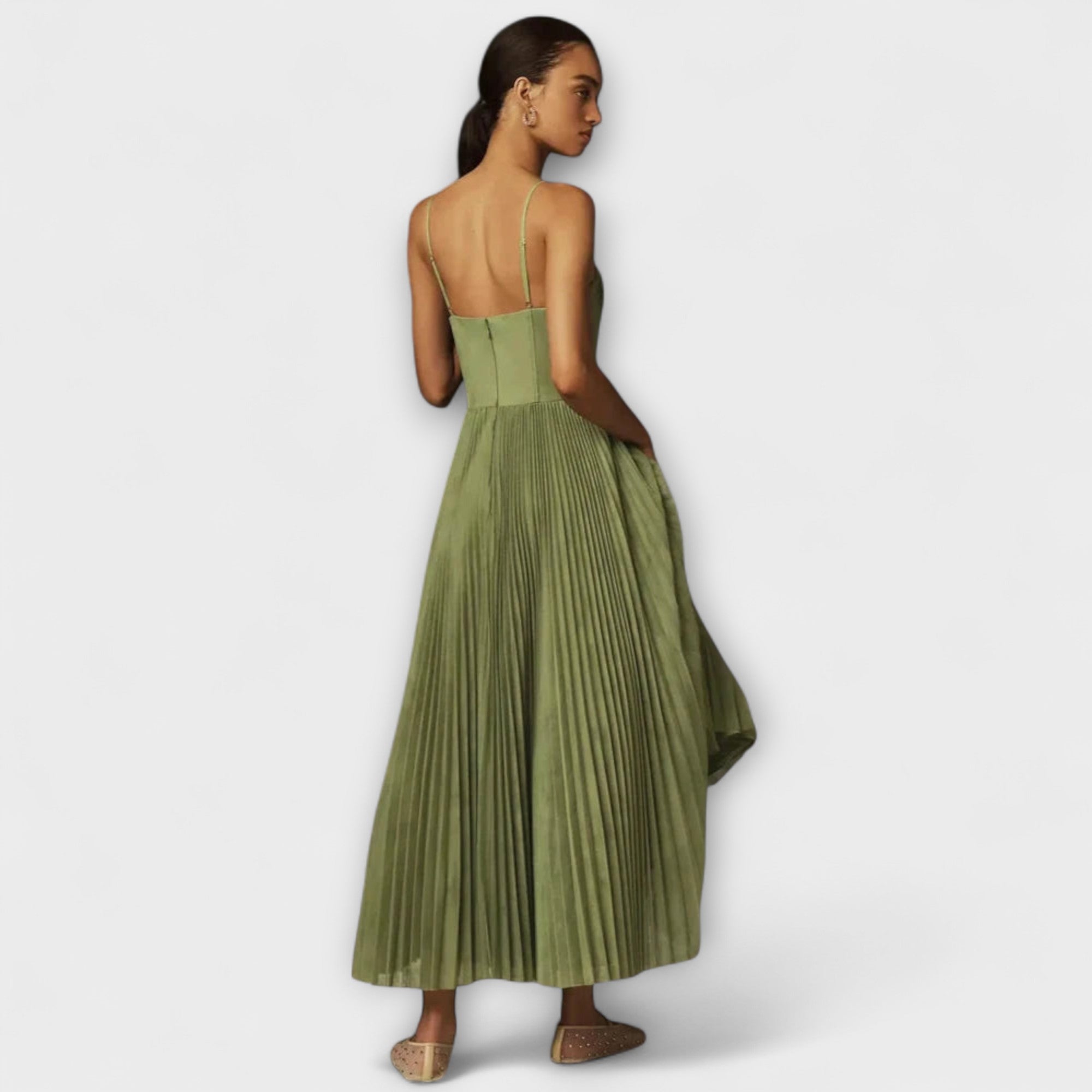 Maison Lumière™ | Robe Midi en Tulle avec Jupe Plissée et Design Bustier