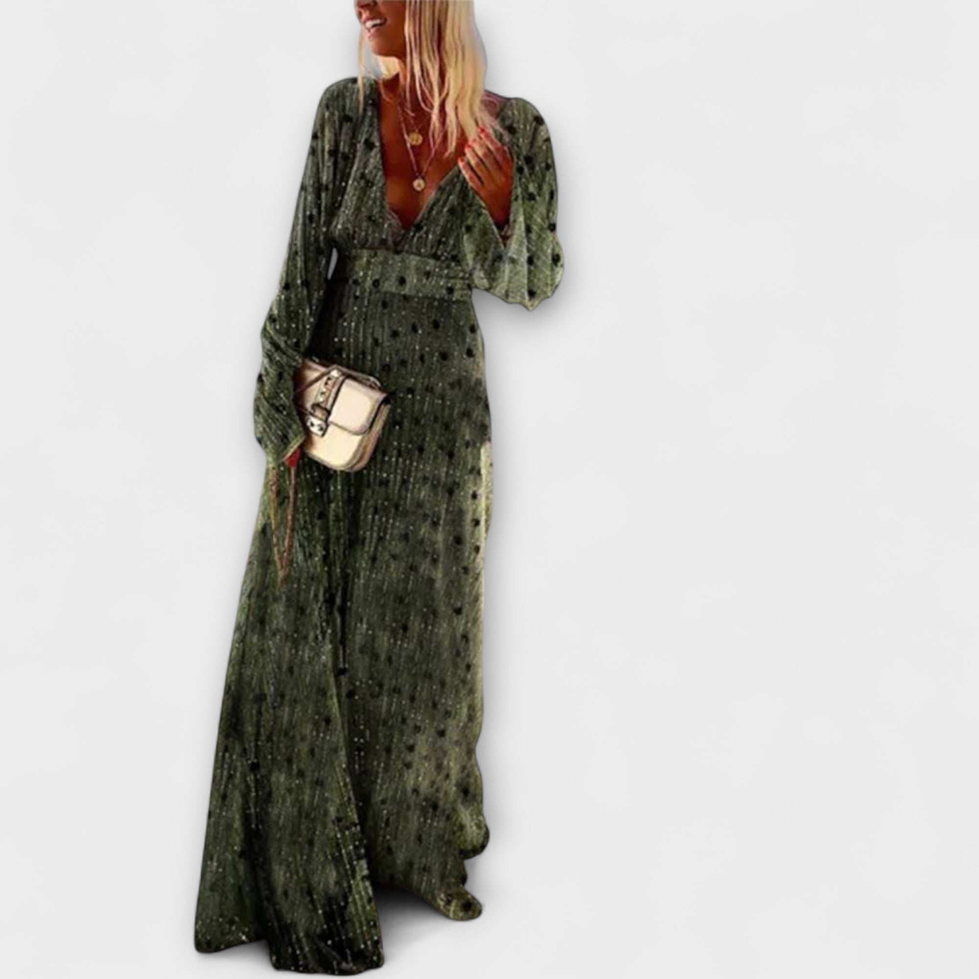 Maison Lumière™ | Robe longue élégante avec imprimé à pois