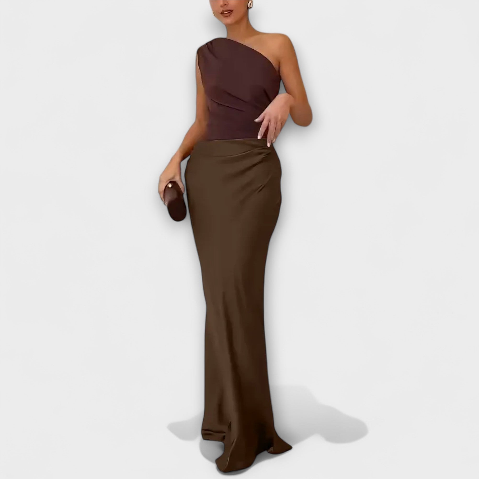 Maison Lumière™ | Robe Maxi Plissée Élégante à Une Épaule
