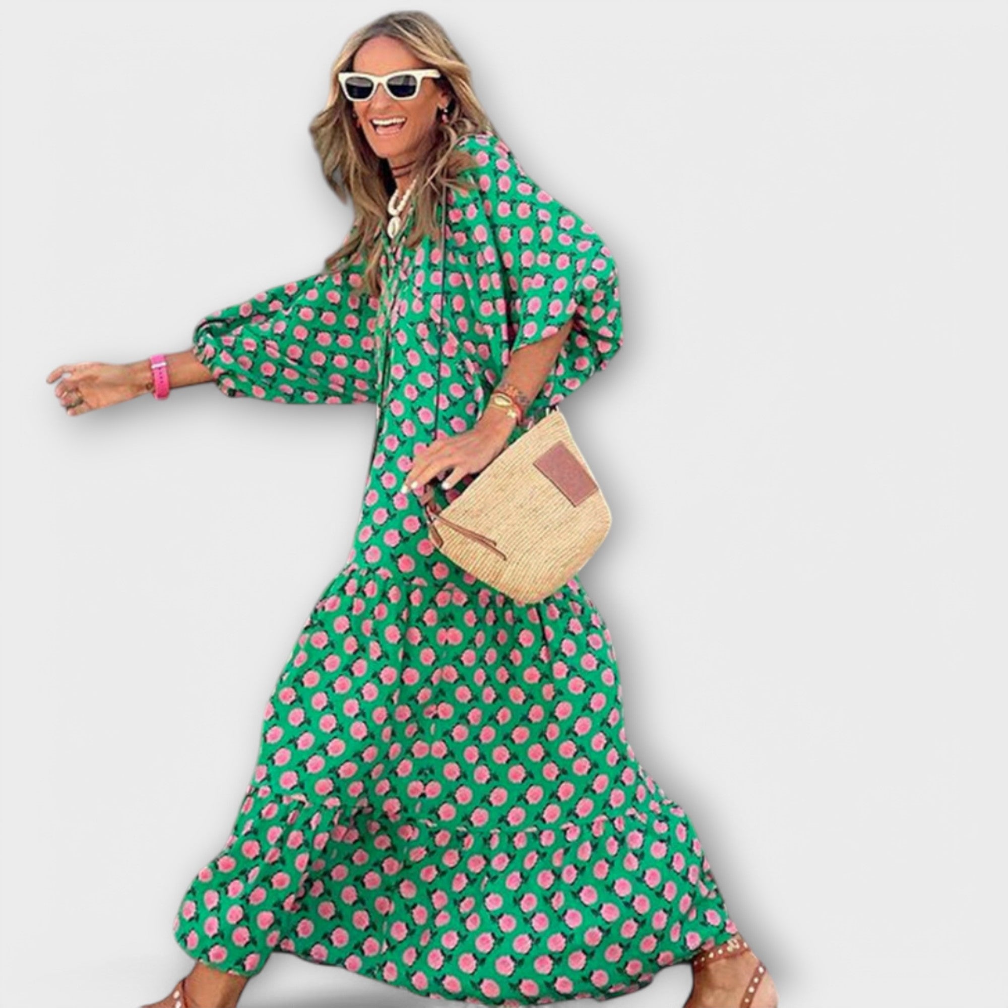 Maison Lumière™ | Robe Maxi Géométrique Élégante