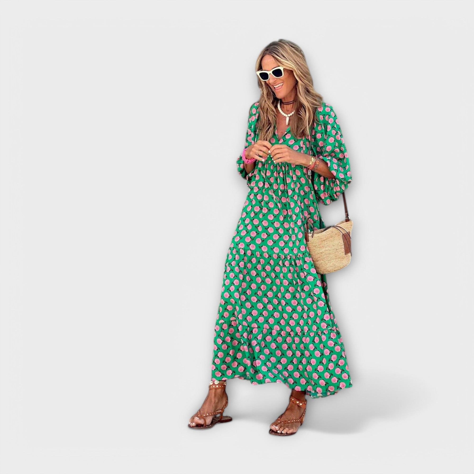 Maison Lumière™ | Robe Maxi Géométrique Élégante
