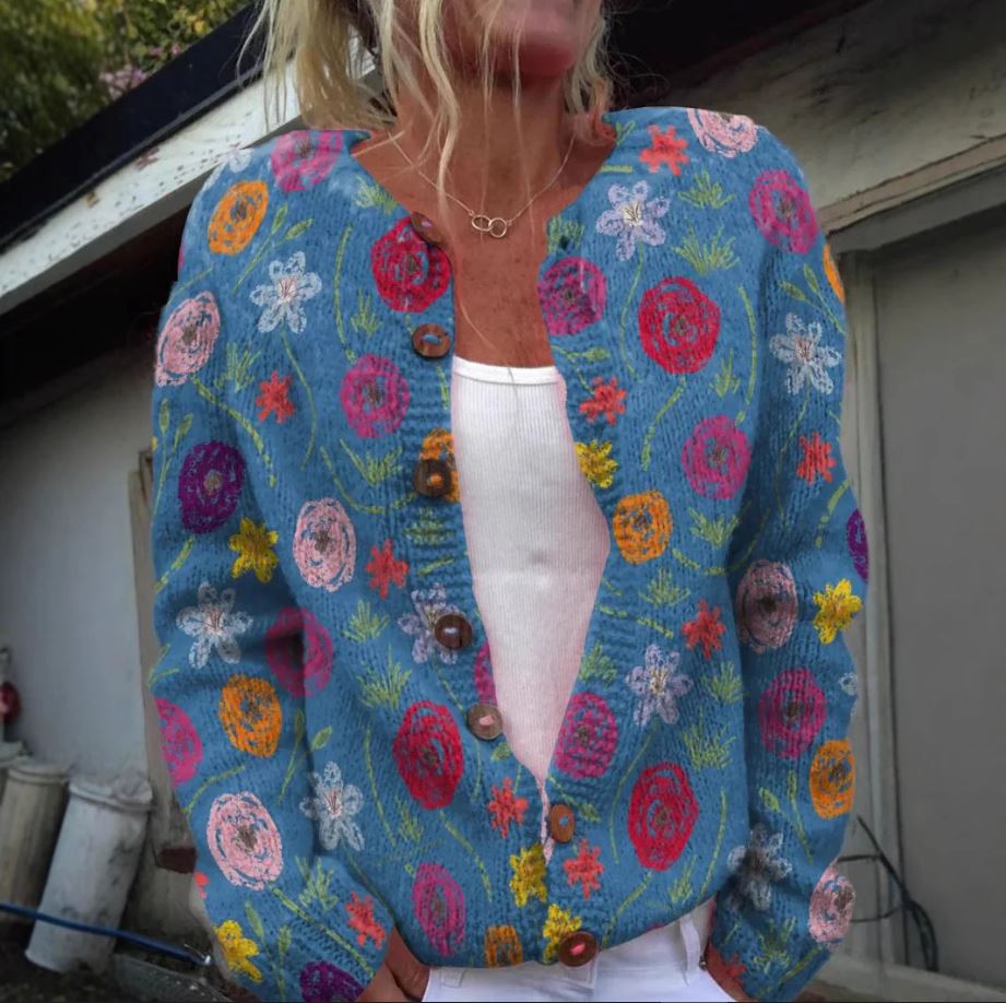 Maison Lumière™ | gilet bleu avec imprimé floral